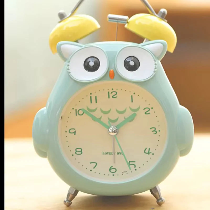 ZYOZ Kids Alarm Clock Cute Cartoon Owl Loud Bell Alarm Clock Non-Ticking Desk Clock with Night Light Secondary image