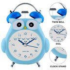 Kids Alarm Clock Cute Cartoon Owl Loud Bell Alarm Clock Non-Ticking Desk Clock with Night Light