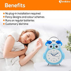 Kids Alarm Clock Cute Cartoon Owl Loud Bell Alarm Clock Non-Ticking Desk Clock with Night Light