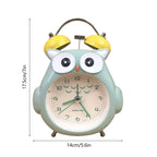Kids Alarm Clock Cute Cartoon Owl Loud Bell Alarm Clock Non-Ticking Desk Clock with Night Light