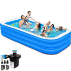 10 Ft. Swimming Pool for Adults & Kids with 2-Way Electric Pump | Rectangular Bath/Water Tub for Adults with 3-Ring Design | Durable & Scratch-Proof