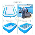 10 Ft. Swimming Pool for Adults & Kids with 2-Way Electric Pump | Rectangular Bath/Water Tub for Adults with 3-Ring Design | Durable & Scratch-Proof