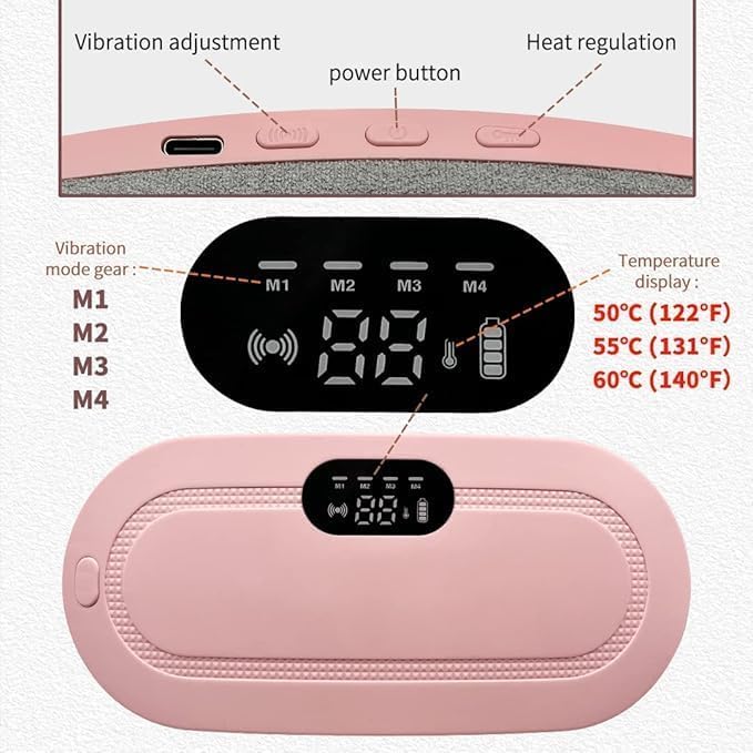 ZYOZ Period Cramp Relief Heating Pad Pain Device with 4 Massage Modes for Menstrual Pain and Belly or Back Pain Relief, LED Display, Comfortable Bel