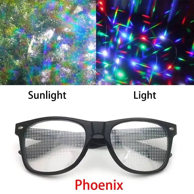 ZYOZ Phoenix Effect Diffraction Glasses | Rectangle Rainbow Kaleidoscope Music Festival Rave Eyewear Secondary image