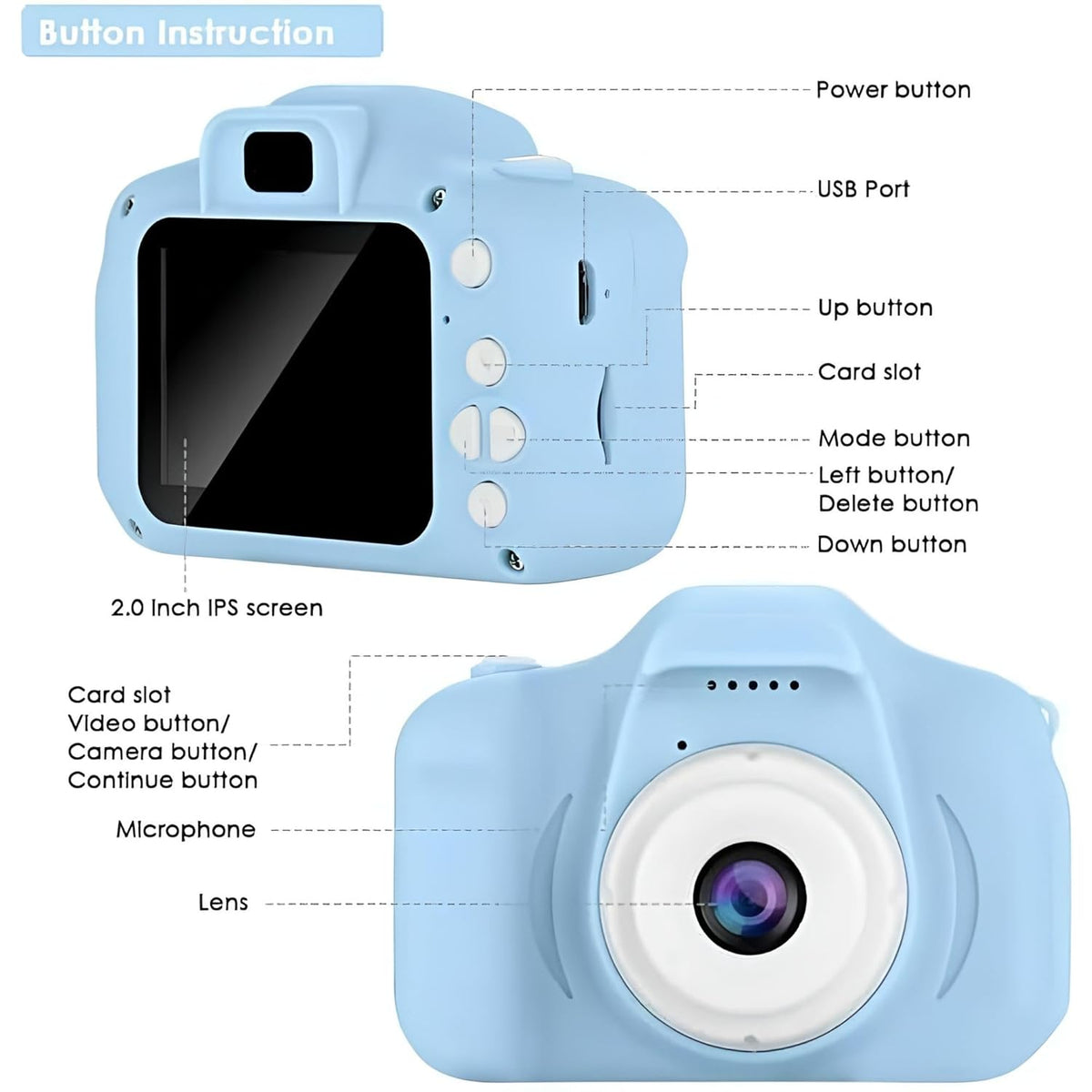 ZYOZ Kids Digital Camera (Multicoloured) for Boys & Girls | 1080P HD Photo & Video | 13MP Mini Selfie Camera with 2-Inch Screen | USB Rechargeable Gift for Ages 3–15
