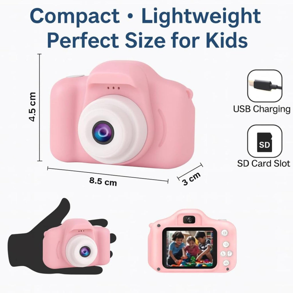 ZYOZ Kids Digital Camera (Multicoloured) for Boys & Girls | 1080P HD Photo & Video | 13MP Mini Selfie Camera with 2-Inch Screen | USB Rechargeable Gift for Ages 3–15