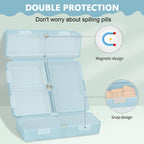 Daily Pill Organizer, 7 Compartments Portable Pill Case Travel Pill Organizer, Folding Design Pill Box for Purse Pocket to Hold Vitamins,Cod Liver Oil,Supplements and Medication
