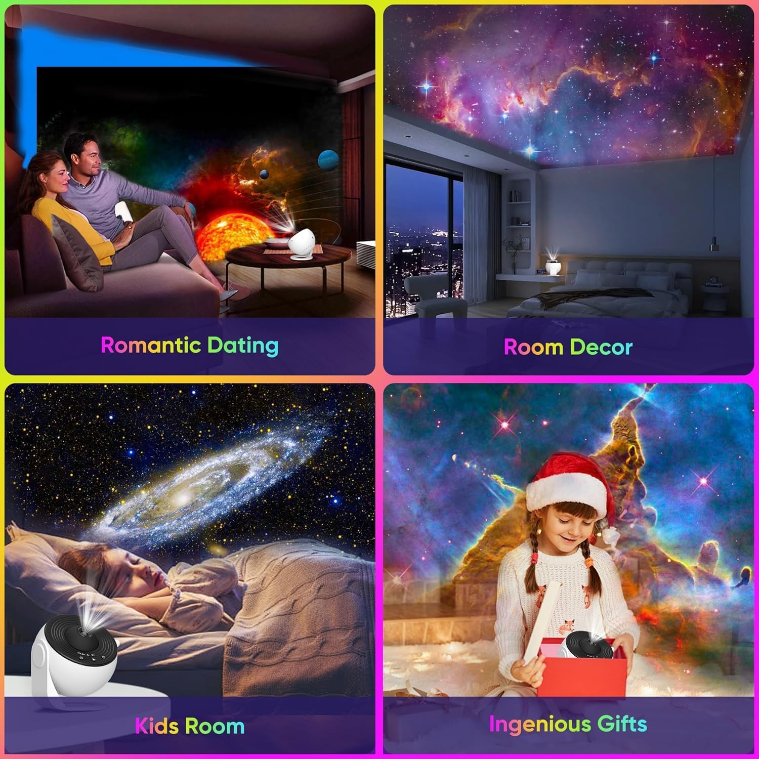 Galaxy Projector Pro for Bedroom, 13 in 1 Planetarium Star Projector with Solar System & Constellation, Night Light for Ceiling - 360° Rotating with Timer, Kids Adults Room Decor