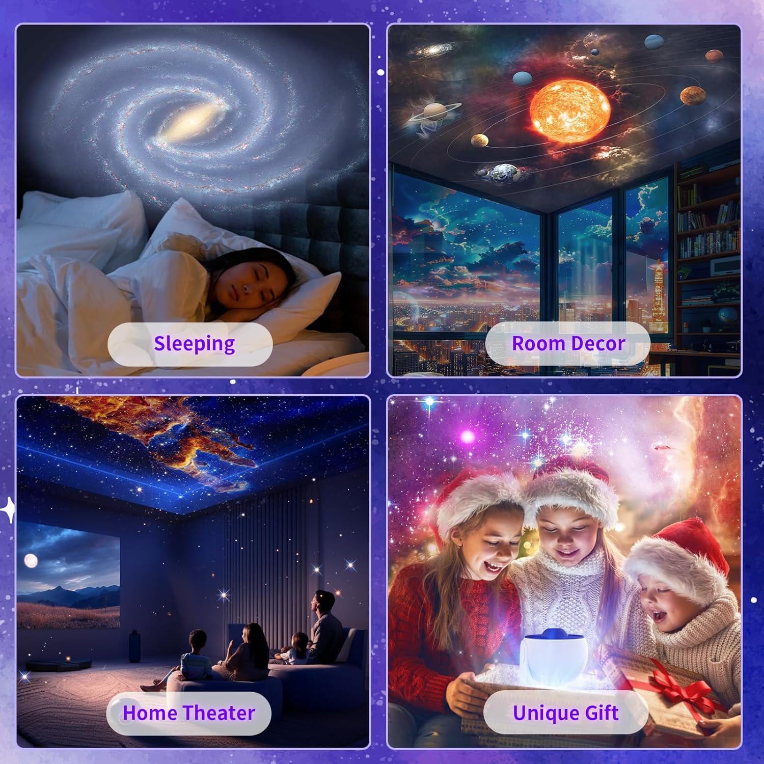 Galaxy Projector Pro for Bedroom, 13 in 1 Planetarium Star Projector with Solar System & Constellation, Night Light for Ceiling - 360° Rotating with Timer, Kids Adults Room Decor