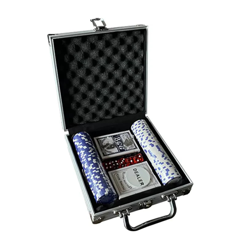 Casino Style Poker Chips, Coins Set Aluminium Case Safe Pack Card Game for Adult