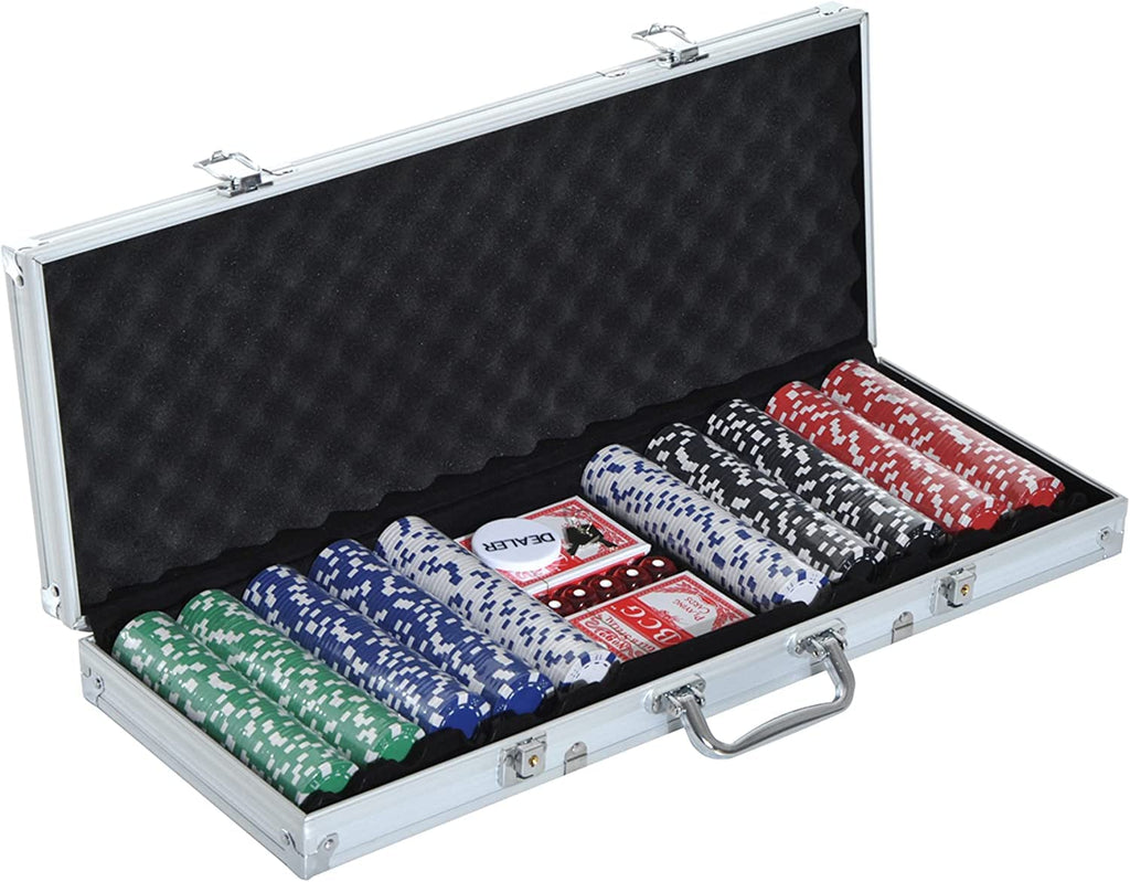 Casino Style Poker Chips, Coins Set Aluminium Case Safe Pack Card Game for Adult