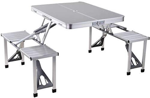 Folding Aluminium Picnic Garden Outdoor Farm House Restaurant Ice Cream Parlour Food Parlour Cafeteria PicnicTable Without Umbrella