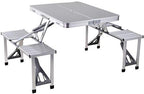 Folding Aluminium Picnic Garden Outdoor Farm House Restaurant Ice Cream Parlour Food Parlour Cafeteria PicnicTable Without Umbrella
