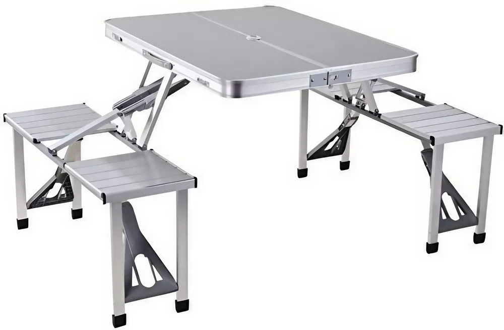 Folding Aluminium Picnic Garden Outdoor Farm House Restaurant Ice Cream Parlour Food Parlour Cafeteria PicnicTable Without Umbrella