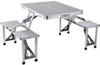 Folding Aluminium Picnic Garden Outdoor Farm House Restaurant Ice Cream Parlour Food Parlour Cafeteria PicnicTable Without Umbrella