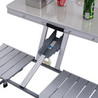 Folding Aluminium Picnic Garden Outdoor Farm House Restaurant Ice Cream Parlour Food Parlour Cafeteria PicnicTable Without Umbrella