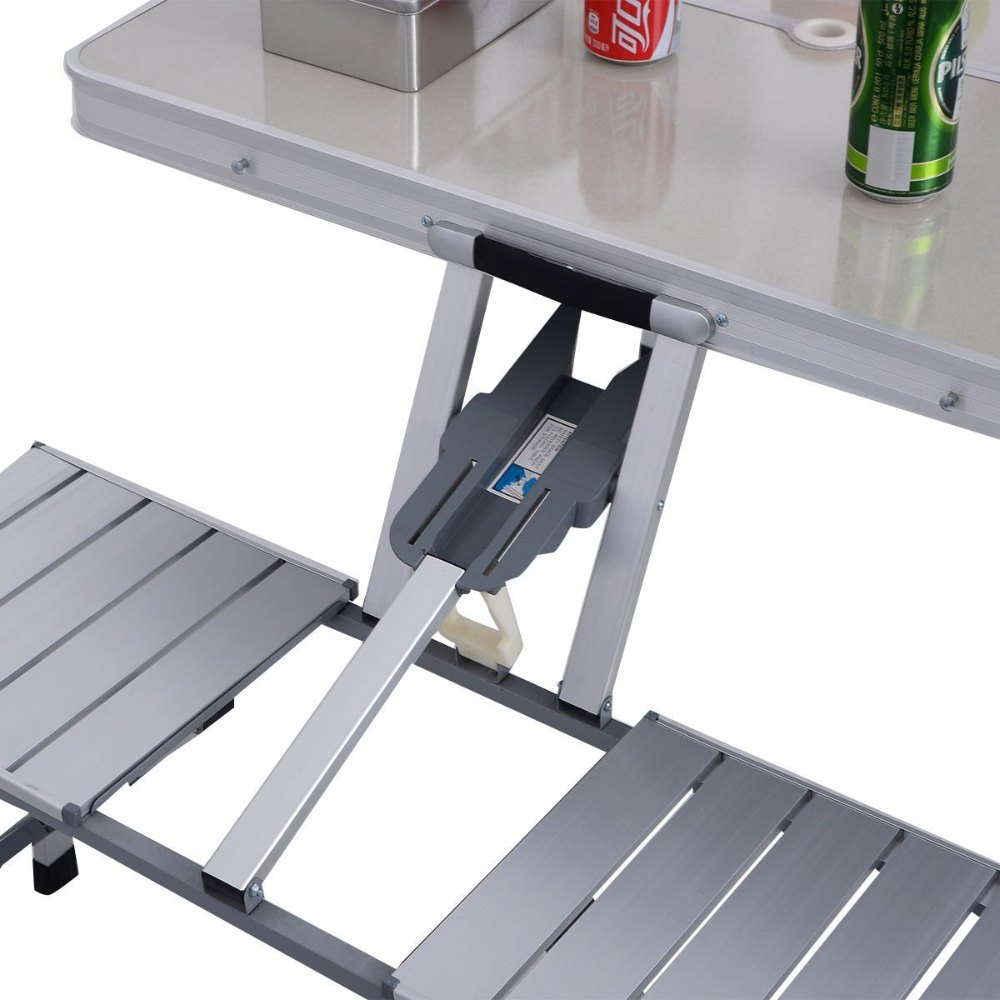Folding Aluminium Picnic Garden Outdoor Farm House Restaurant Ice Cream Parlour Food Parlour Cafeteria PicnicTable Without Umbrella