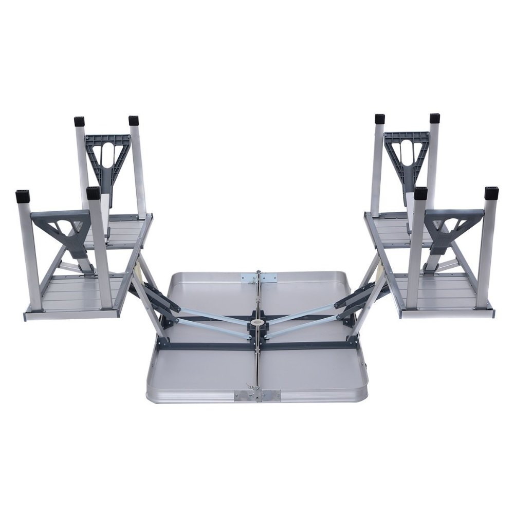 Folding Aluminium Picnic Garden Outdoor Farm House Restaurant Ice Cream Parlour Food Parlour Cafeteria PicnicTable Without Umbrella