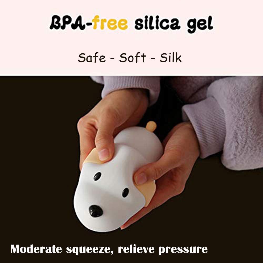 Puppy Dog Night Light, USB Rechargeable, Touch Control LED Lamp with Timer, Colour Changing, BPA-Free Silicone (Puppy Shaped)
