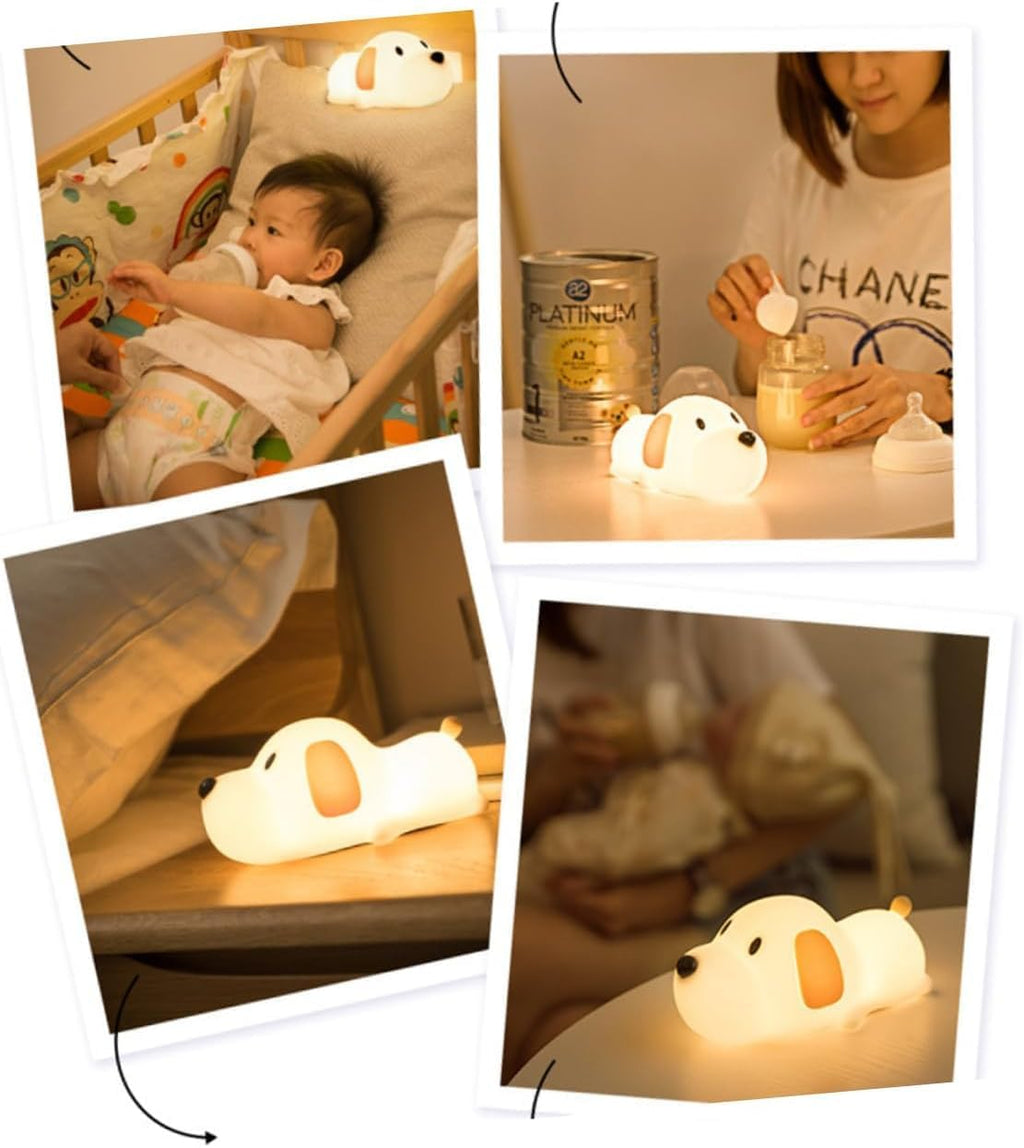 Puppy Dog Night Light, USB Rechargeable, Touch Control LED Lamp with Timer, Colour Changing, BPA-Free Silicone (Puppy Shaped)