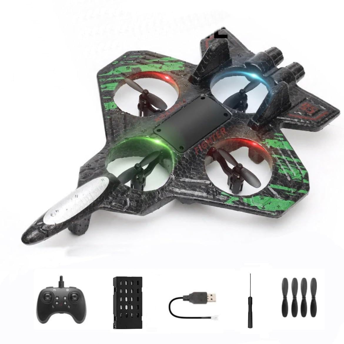 Remote Control Fighter Plane Toy for Kids | RC Jet Aircraft with Lightning Effect Lights | Easy Control Flying Toy Plane | Durable Design | Battery Powered Remote Plane Gift for Boys and Girls Main image