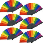Rainbow Chinese Hand Fan Foldable Silk Fan for Dance, Wedding Favors, Theme Parties & Home Decor 2 pcs/set