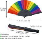 Rainbow Chinese Hand Fan Foldable Silk Fan for Dance, Wedding Favors, Theme Parties & Home Decor 2 pcs/set