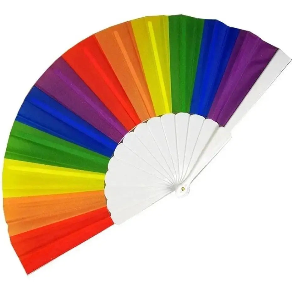 ZYOZ Rainbow Chinese Hand Fan Foldable Silk Fan for Dance, Wedding Favors, Theme Parties 2 pcs