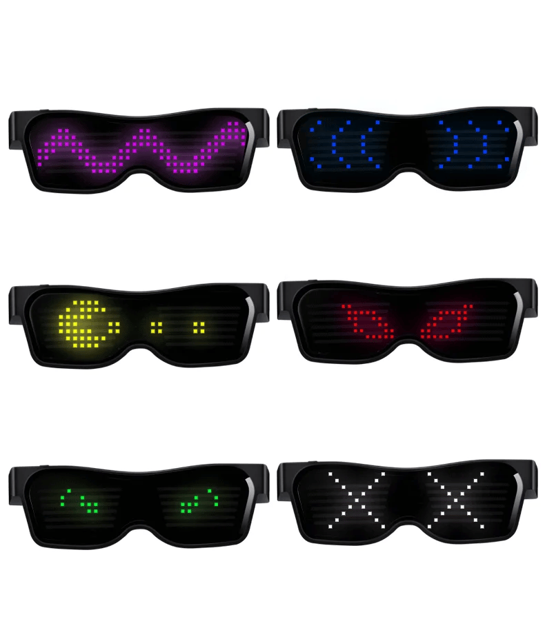 ZYOZ LED Pixel Glasses Bluetooth Programmable LED Party Glasses Customizable 1 pc