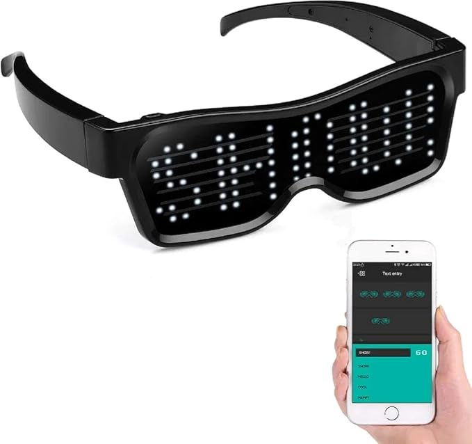 ZYOZ LED Pixel Glasses Bluetooth Programmable LED Party Glasses Customizable 1 pc