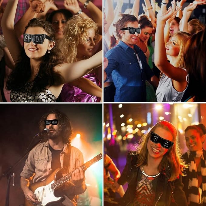 ZYOZ LED Pixel Glasses Bluetooth Programmable LED Party Glasses Customizable 1 pc