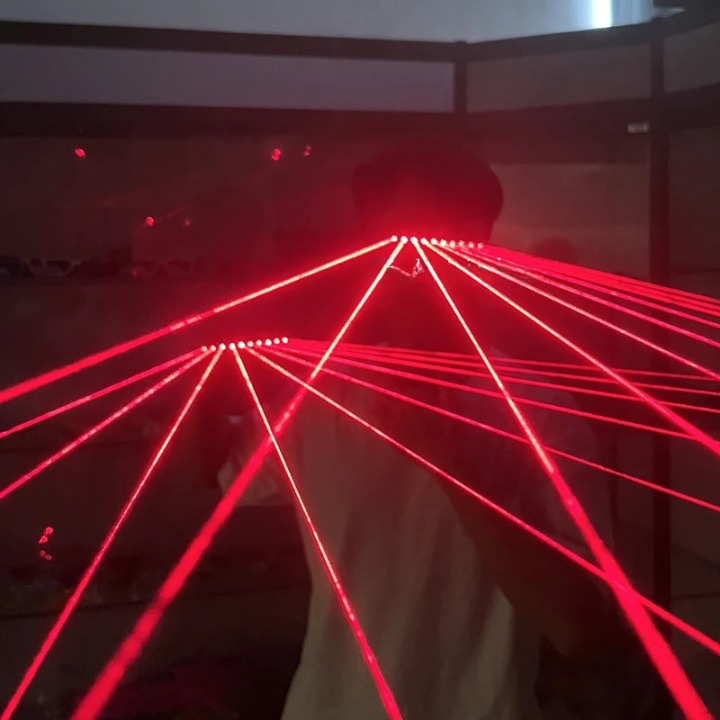 ZYOZ Laser Party Goggles Red – Rechargeable DJ Laser Glasses for Rave, Festival & Night Events