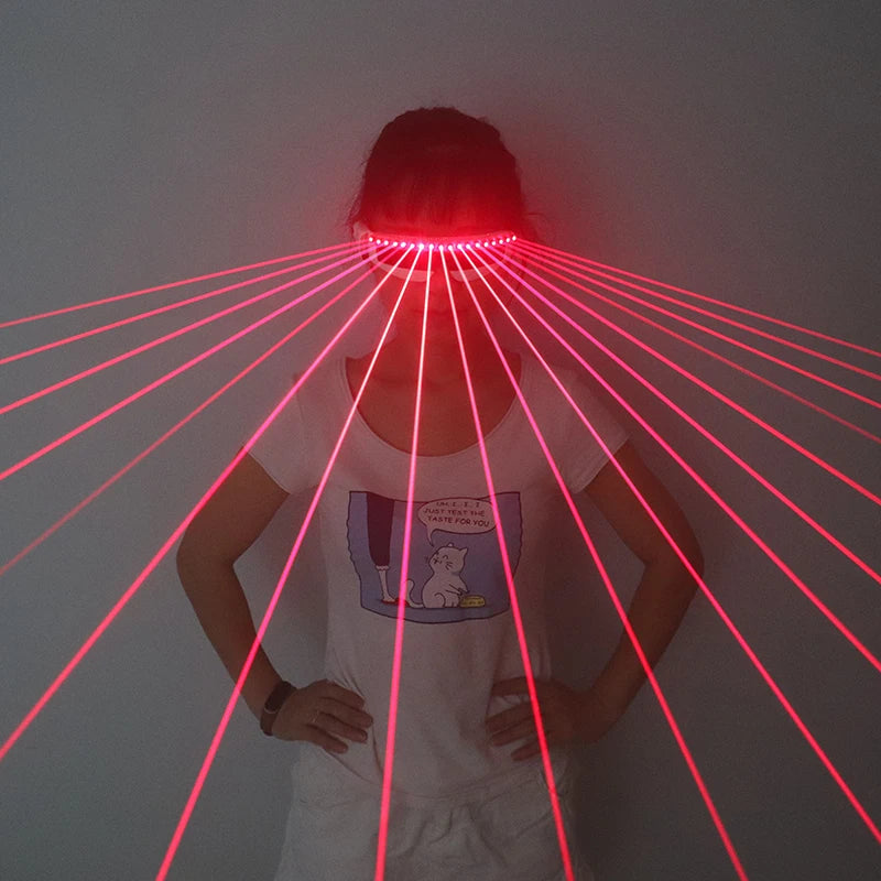 ZYOZ Laser Party Goggles Red – Rechargeable DJ Laser Glasses for Rave, Festival & Night Events