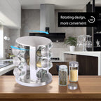 ZYOZ Spice Rack 12 Jars Revolving Spice rack, Spice Organiser Tower, Spice Carousel Stand Holder Stainless Steel Top Glass Jars for Kitchen 1pcs