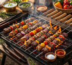 12 Inch Stainless Steel Barbeque Skewers Set Rounded/Square BBQ Sticks with Wooden Handle Reusable Metal Kabab Grill Tool for Outdoor Tandoor Kebab Grilling (Pack of 12)