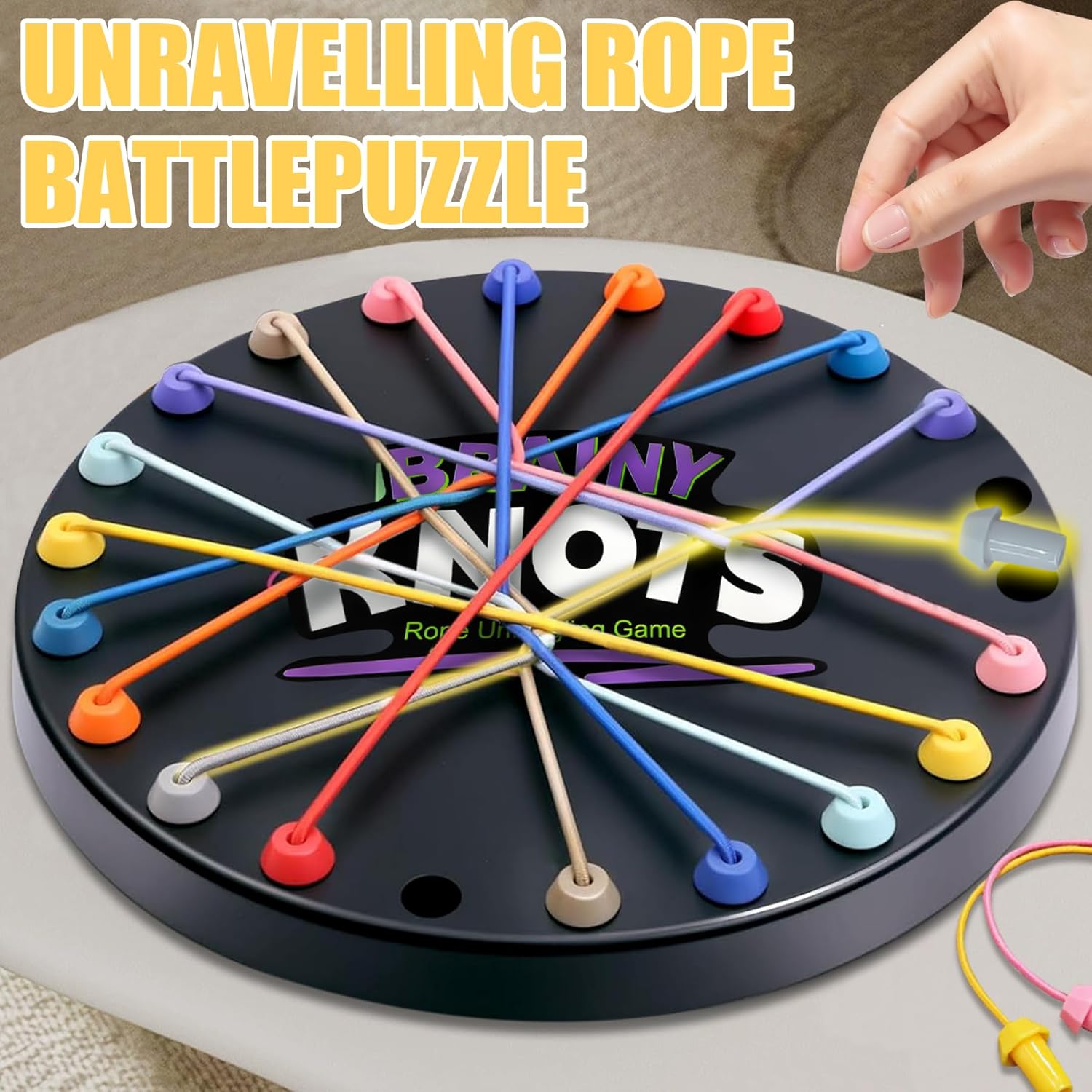 Brainy Knots Rope Untangling Game, Twisted Rope Puzzle Game, Strategy Board Family Game for Kids & Adults, Portable for Parties & Travel for Parent-Child Interaction, Gifts for All Ages Secondary image