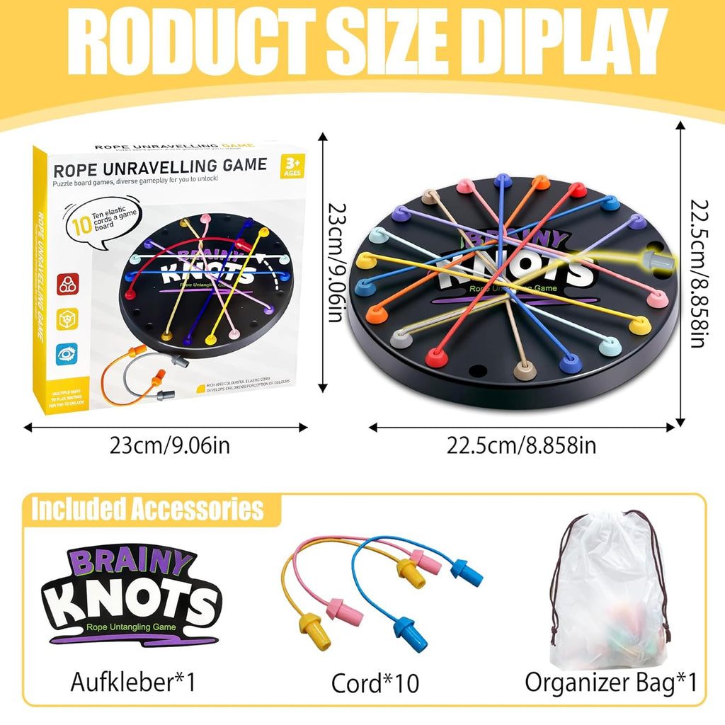 Brainy Knots Rope Untangling Game, Twisted Rope Puzzle Game, Strategy Board Family Game for Kids & Adults, Portable for Parties & Travel for Parent-Child Interaction, Gifts for All Ages
