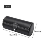 Leather Travel Watch Organizer Case | 3 Slot in Classic Black | Watch Storage Box and Organiser for Men & Women | Compact Roll Design Fits Easily in Luggage