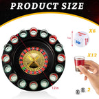 Roulette Drinking Set with Spinner Wheel and Shot Glasses | Includes 2 Balls and 16 Shot Glasses Party Table Activity for Gatherings Celebrations and Events | Reusable Board Game Set