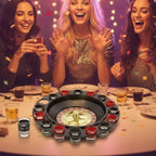 Roulette Drinking Set with Spinner Wheel and Shot Glasses | Includes 2 Balls and 16 Shot Glasses Party Table Activity for Gatherings Celebrations and Events | Reusable Board Game Set