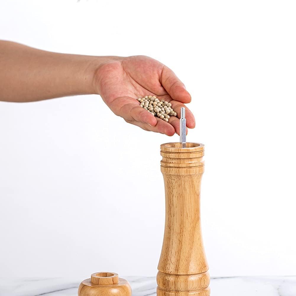 Traditional Manual Salt & Pepper Grinder with Adjustable Ceramic Mill – Refillable Spice Grinder for Kitchen, Salt & Pepper Mill for Fine to Coarse Seasoning Woody 1pc