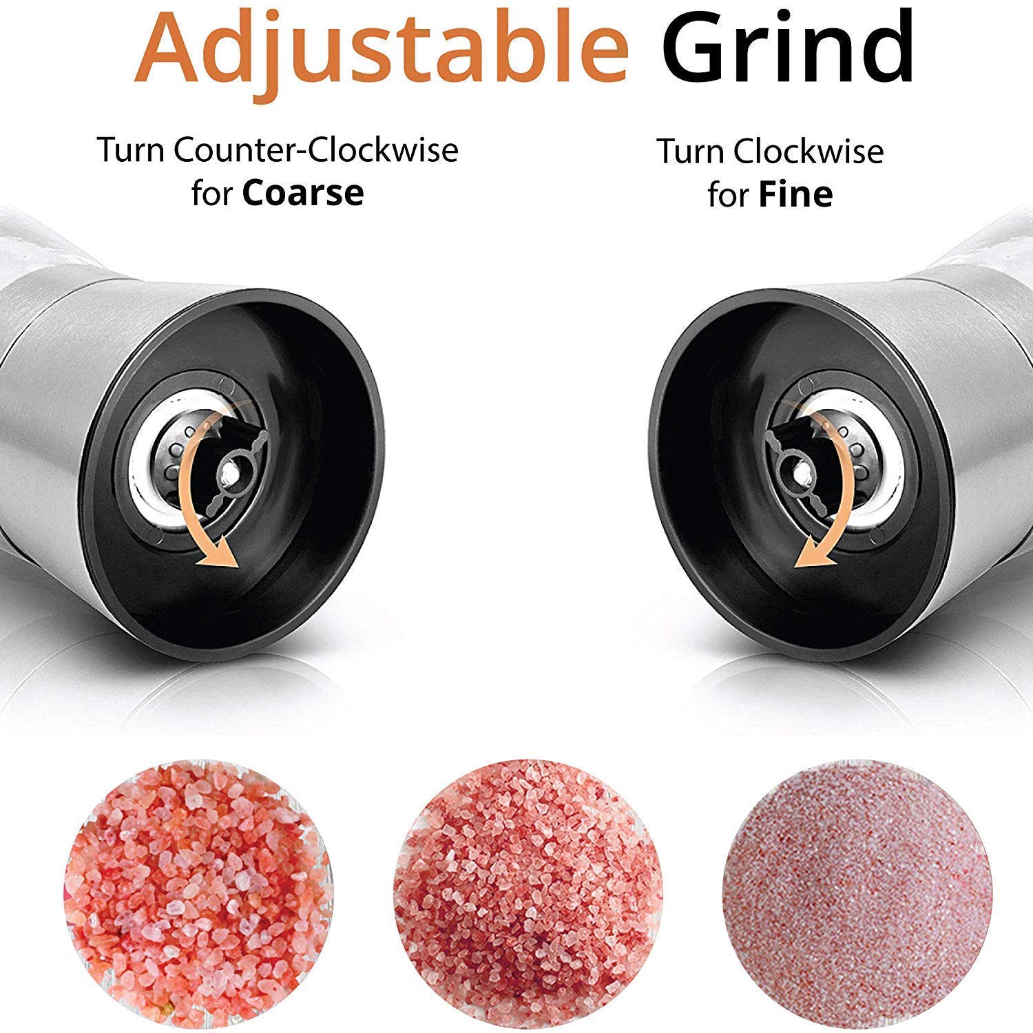 Salt and Pepper Grinder, 13 cm Tall, Glass Body with Stainless Steel Lid, Adjustable Coarseness Manual Spice Mill