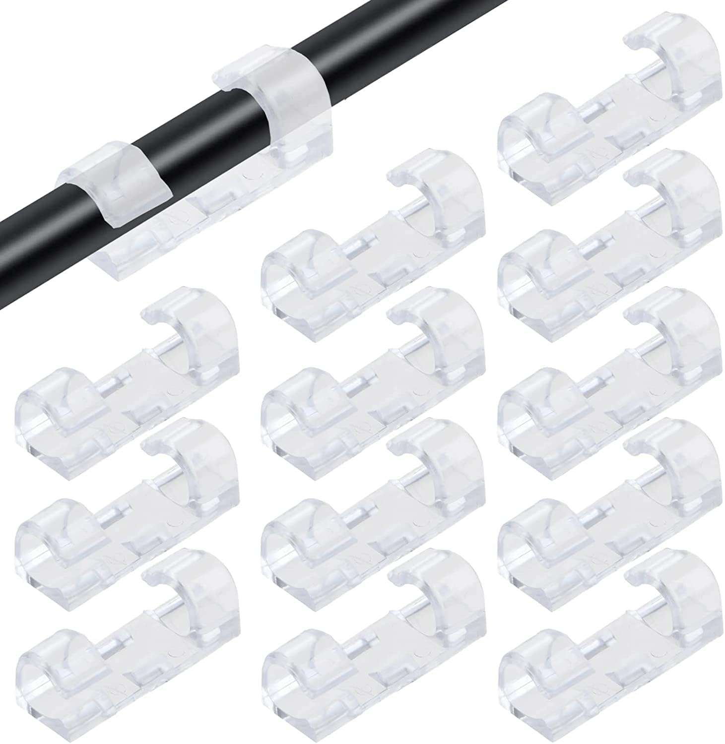20 Pieces Wire Organizer Cable Management Clip Desktop Cord Hook with 3M Foam