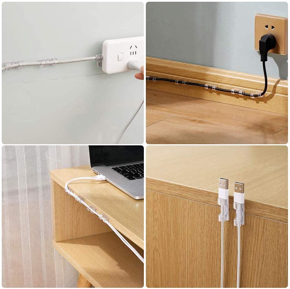 20 Pieces Wire Organizer Cable Management Clip Desktop Cord Hook with 3M Foam