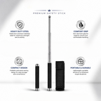 ZYOZ Stainless steel self defence stick Foldable Pointer Compact magical, Extendable Wand with Comfortable Grip & Hiking Stick, Extendable Wand with Non-Slip Grip