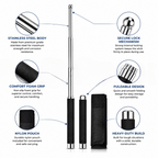 ZYOZ Stainless steel self defence stick Foldable Pointer Compact magical, Extendable Wand with Comfortable Grip & Hiking Stick, Extendable Wand with Non-Slip Grip