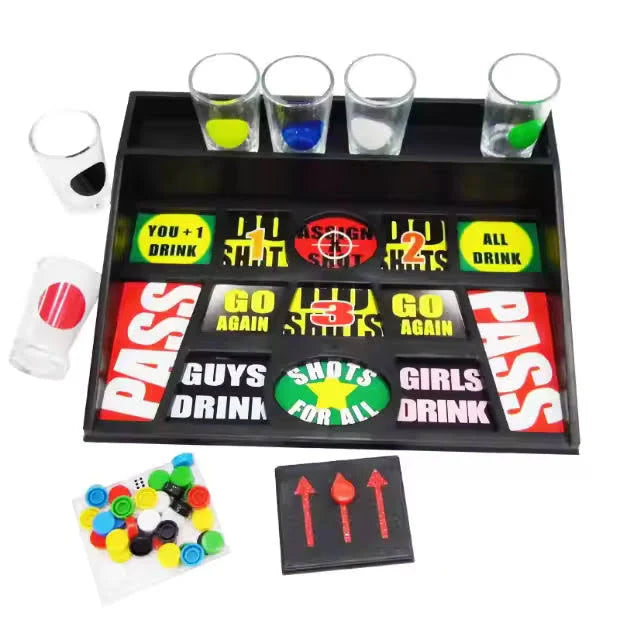 Chips Shooting Drinking Game Set  Adult Party Game With Shot Glasses