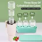 Ice Cube Mold for S-tanley Tumbler Cup BPA-Free Foodgrade Silicone 3-Mold Cylinder Ice Cube Mold Ice Cube Tray for Freezer Ideal for Making Cool Drinks, Juice, Iced Coffee
