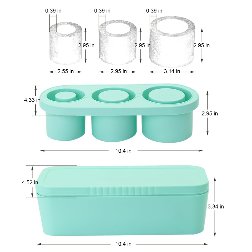 Ice Cube Mold for S-tanley Tumbler Cup BPA-Free Foodgrade Silicone 3-Mold Cylinder Ice Cube Mold Ice Cube Tray for Freezer Ideal for Making Cool Drinks, Juice, Iced Coffee
