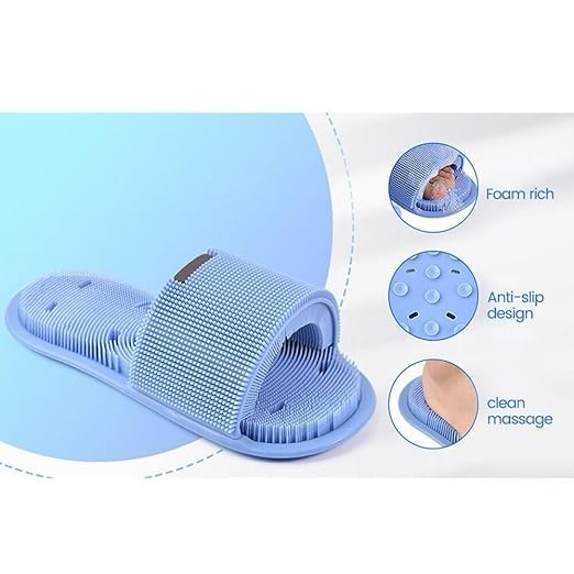 Silicone Shower Slipper Shower Foot Scrubber Feet Cleaner Washer Shower Foot Cleaning Brush Slipper for Spa Massager Dead Skin Remover Cleaning with Suction Cups silicone foot washing slippers*(random colour)